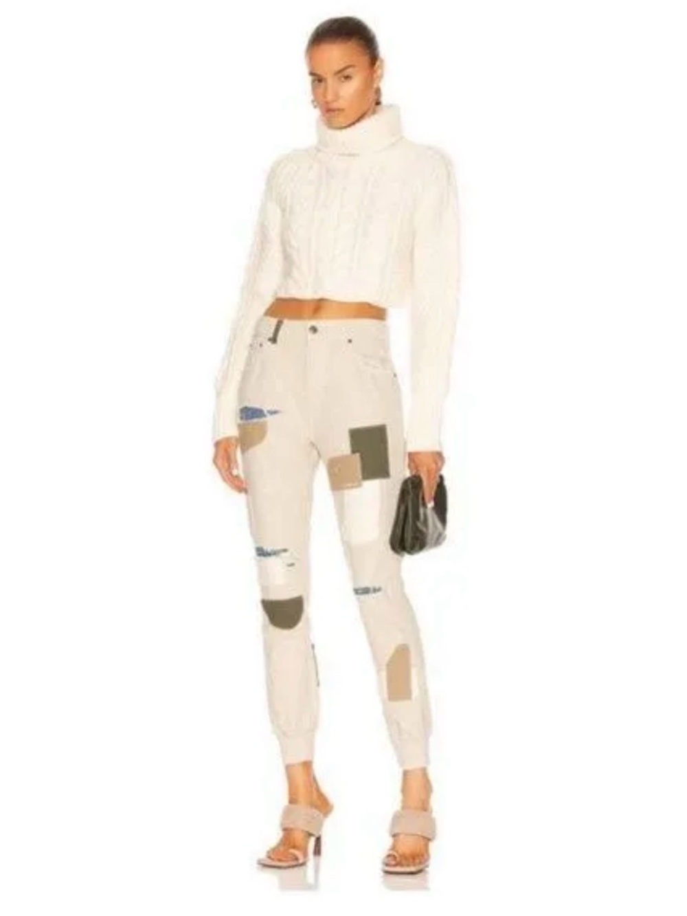 NWT SER.O.YA Crew Patchwork Cargo Jogger Pants Cairo Patch Size 26- W: 29”